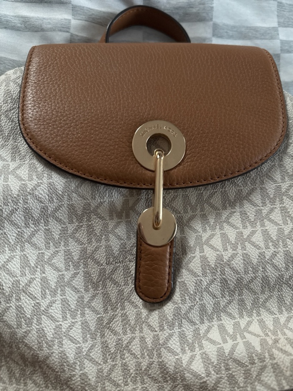 Michael Kors Cognac Leather Multi-Zip Crossbody Bag